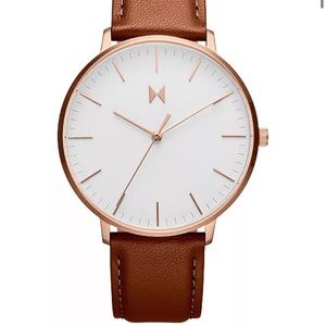 NWOT Men's Legacy Slim Brown Leather Strap Watch 42mm MVMT